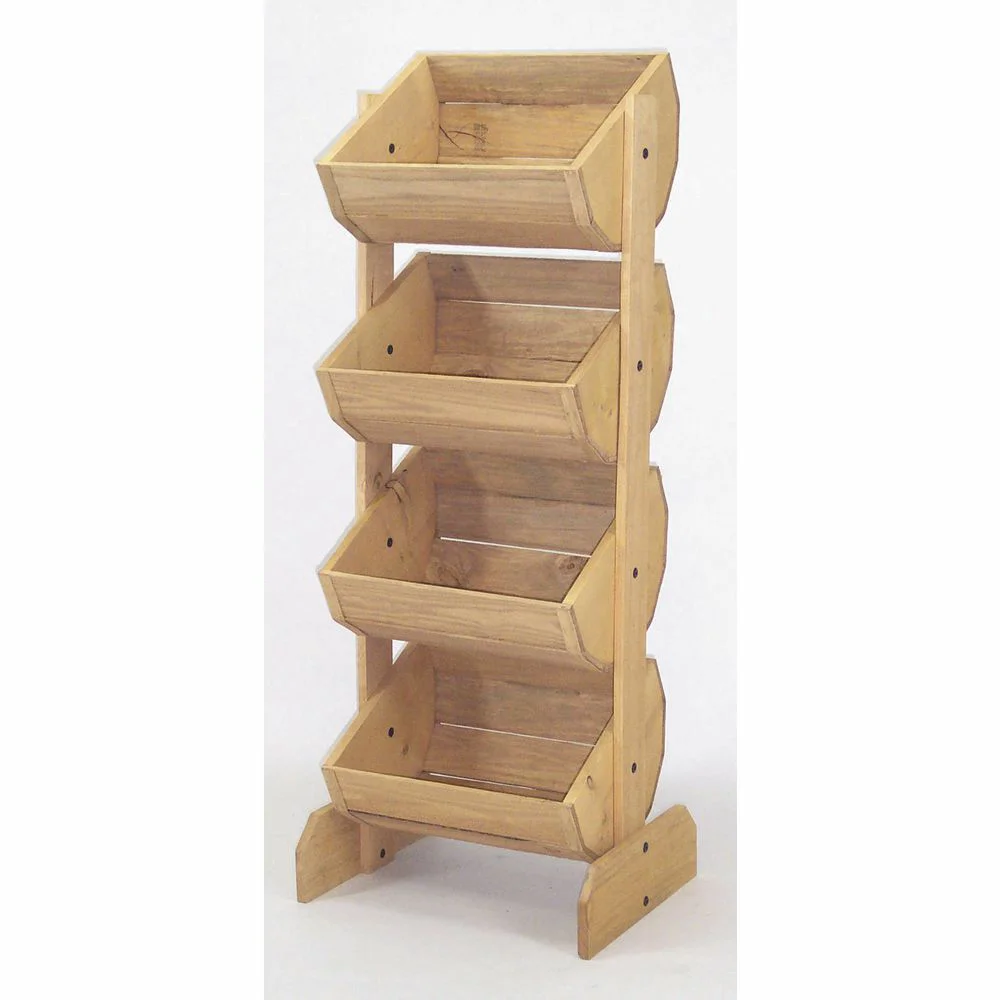 Wooden Retail Displays With Angled Shelves - Heavy Duty Multi