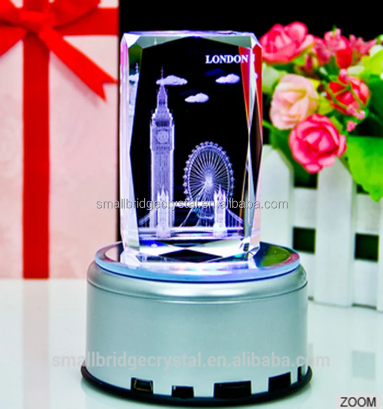 Customized Block K9 Model Carved Laser Engraved LED Light Base New Design London Souvenir Love Themed 3D Laser Crystal Gift supplier