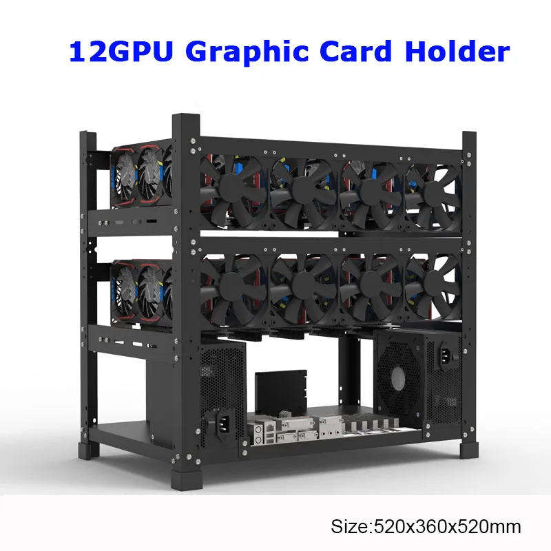Steel Open Air Frame Rig Case up to 8 GPU 12 GPU for Graphics Card ...