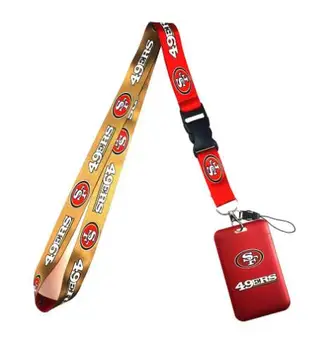 Factory Direct Sale ! Wholesale Sports American Football Club 32 Teams Nfl Lanyard Keychain With Sliding Id Card Holder