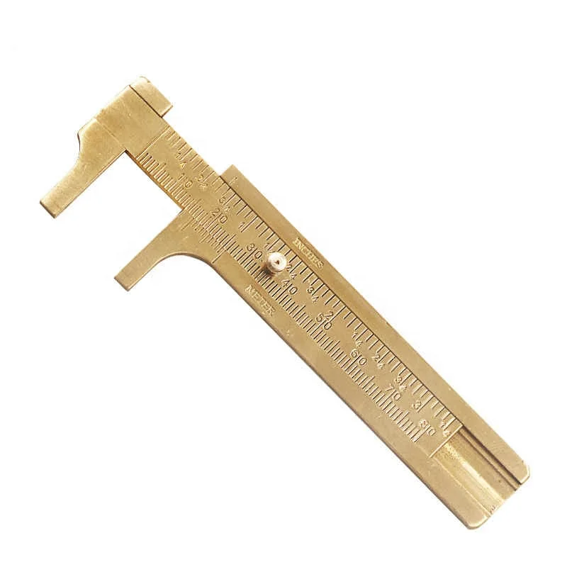 Mini Metal Scale Brass Sliding Gauge Vernier Caliper Ruler Pocket Measuring Tool 