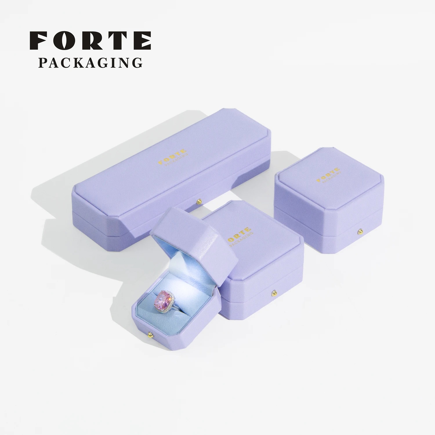 FORTE Light Jewelry Packaging Custom Ring Box Cuban Necklace Chain  Box Hiphop LED Packing Jewelry Box With Light