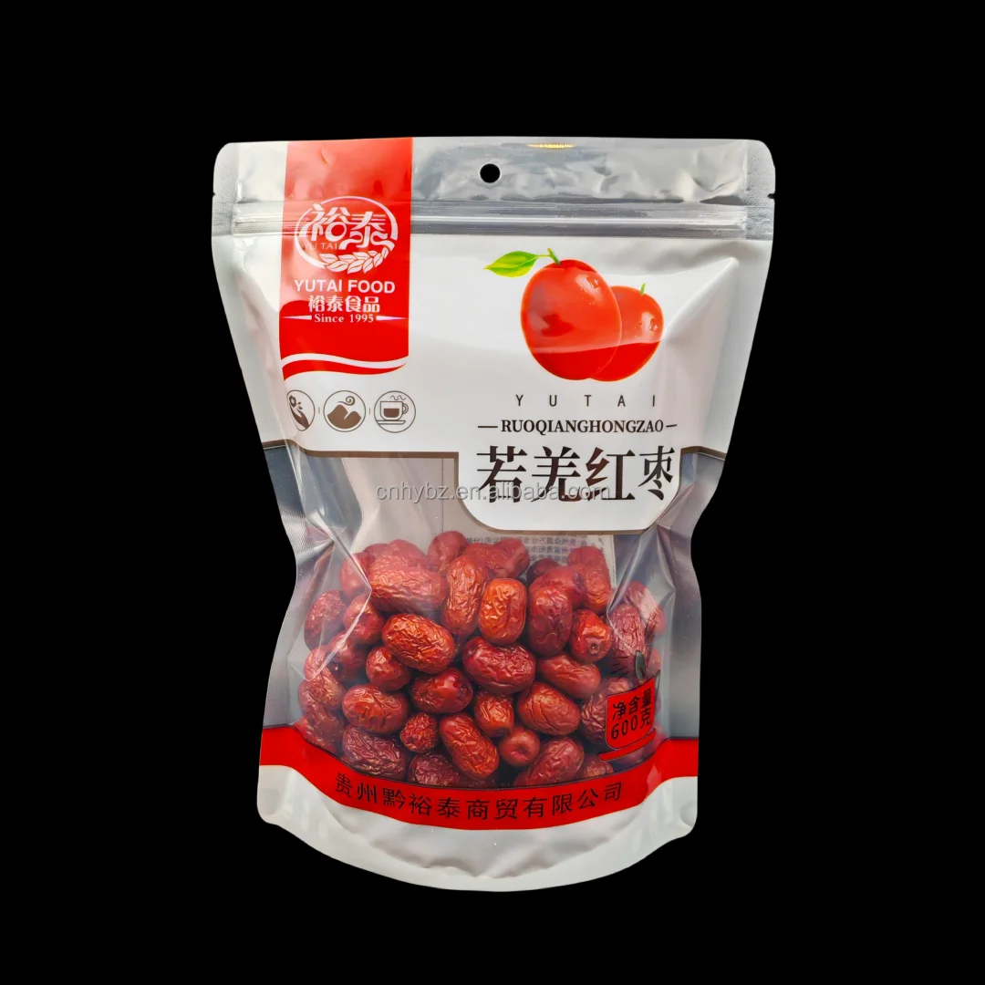 600g Dried Jujube Fruit Food Packaging Bag Custom Translucent Standing ...