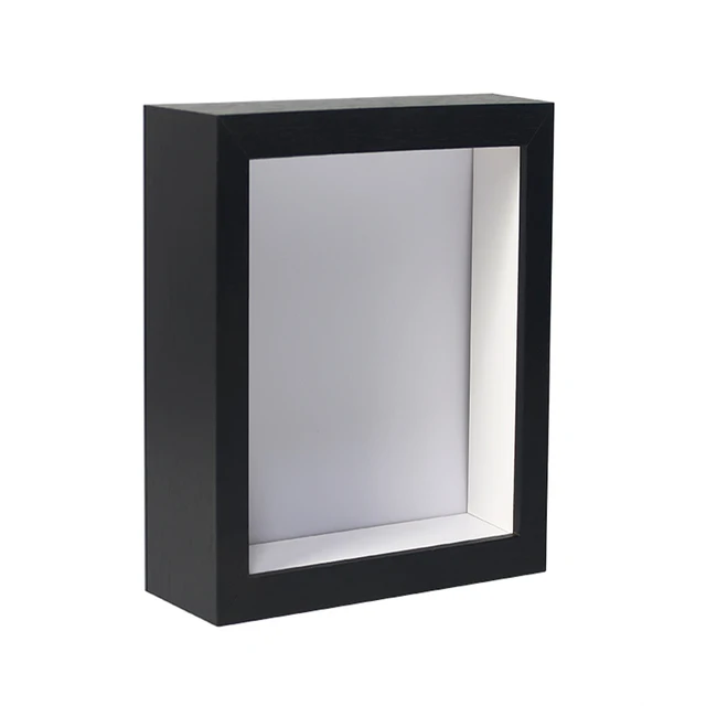 15.2*20.3cm Wooden Shadow Box Frame 6cm Deep Box Frame Black White Hollow Box Frame