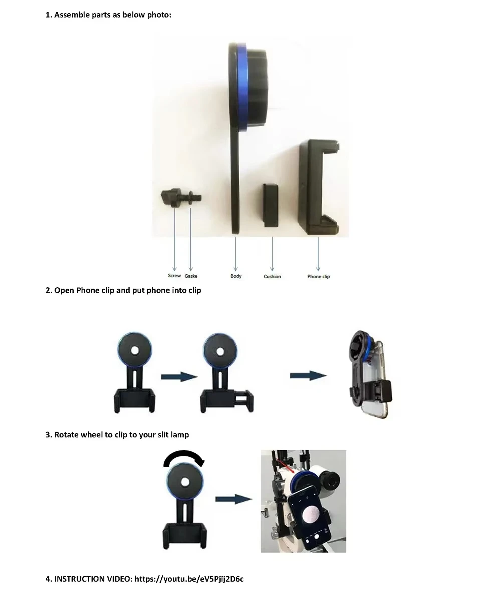 Universal Smartphone Photo Adapter for Slit Lamp Microscope and Operation Microscope iPhone Adapter
