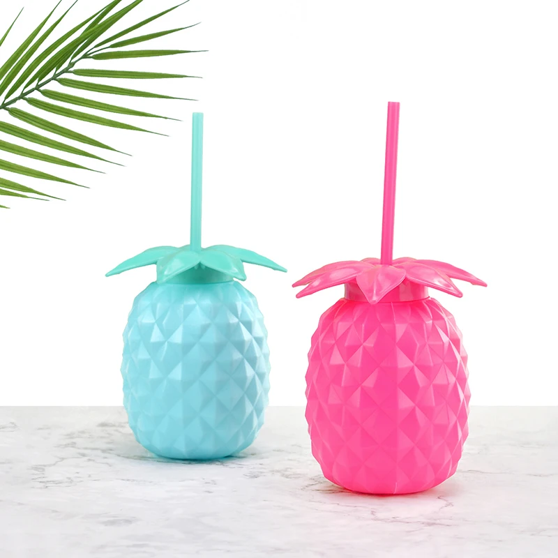 56oz 22oz Plastic Bulk Creative Drinking Colorful Pineapple Shape Mug Kawaii Tumbler Mugs with Straw