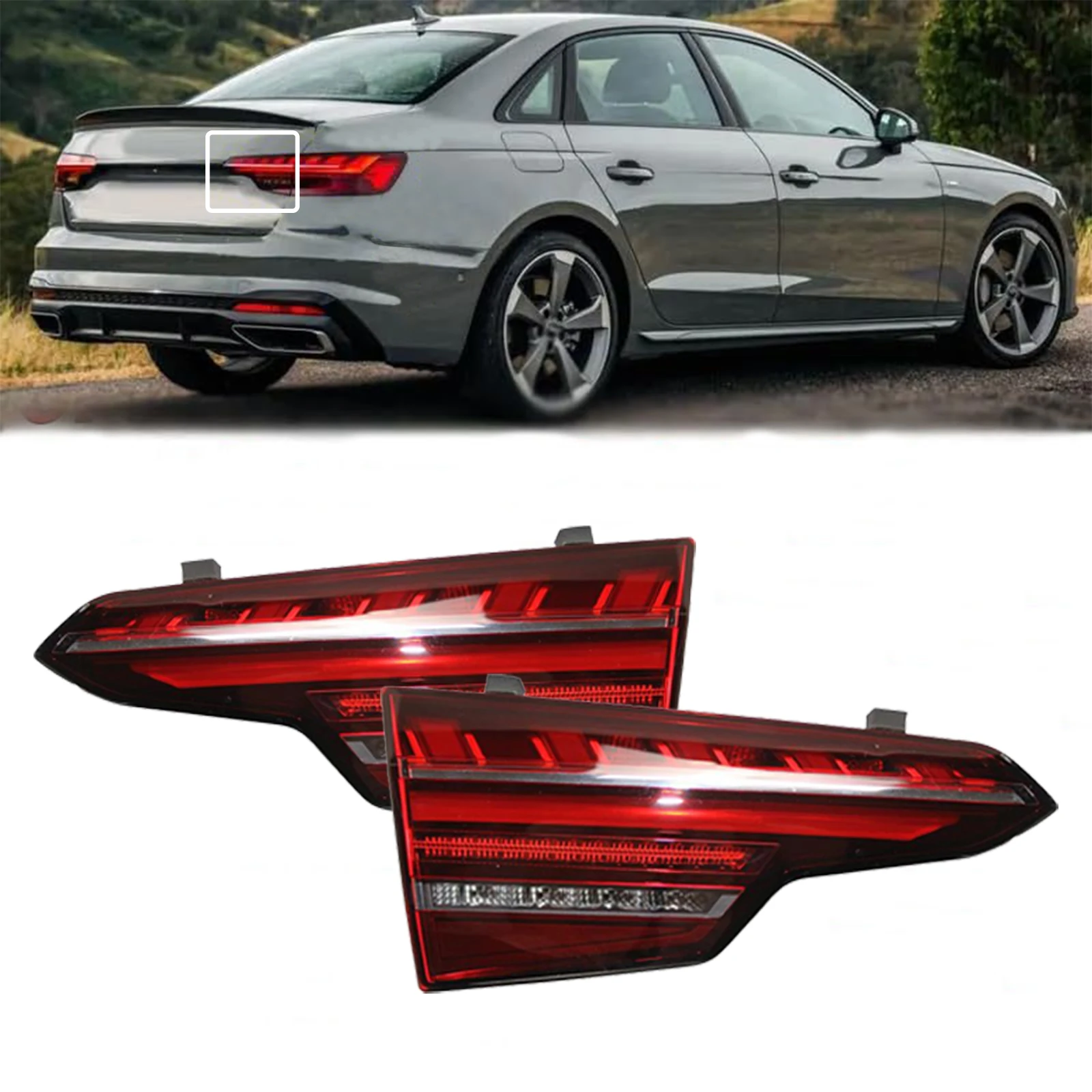 Pair LED Inner Tail Lights Assembly for Audi A4L A4 B9 2020-2023