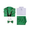 A four-piece tuxedo suit (jacket, trousers, bow tie, shirt)