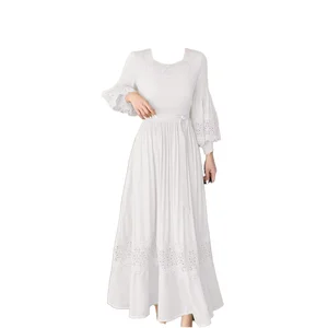 Customize Direct Factory Sale Miyake Pleated Midi Dress Casual Vintage Lace Spring A-Line Silhouette Breathable Anti-Wrinkle