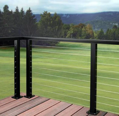 American Black design of modern steel deck railing designs with 2x2 post cable balustrade factory