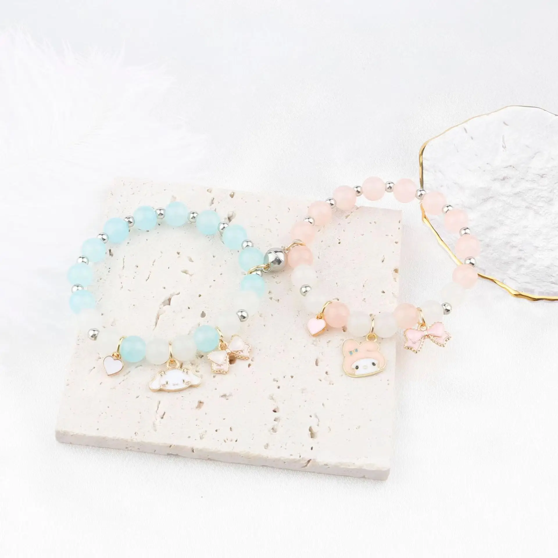 2 Bracelets Anime Mignons - Bracelet Réglable Pendentif Chat Cartoon - Bijoux Fantaisie Pour Filles, Femmes, Enfants - Cadeau Adorable
