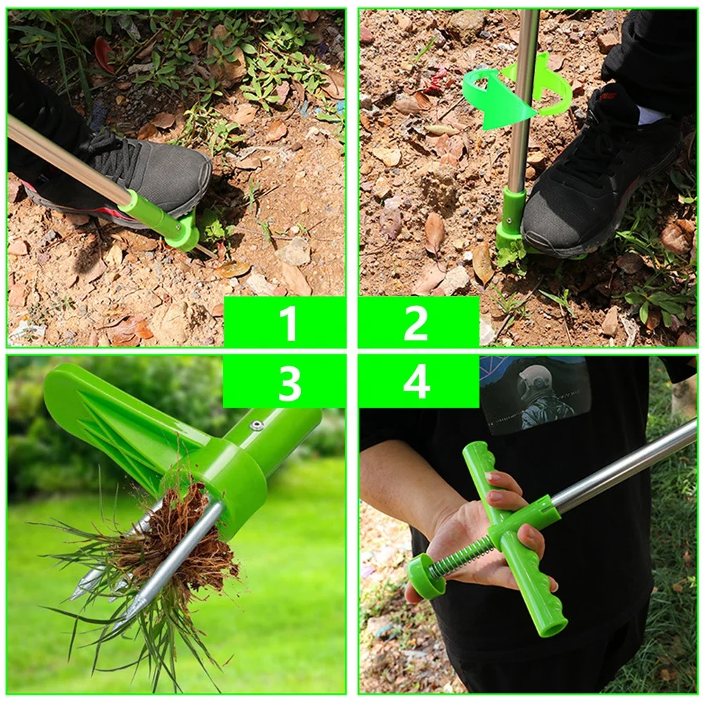 Root Remover Tool Outdoor Portable Manual Garden Lawn Long Handled Aluminum Stand up Weed Puller