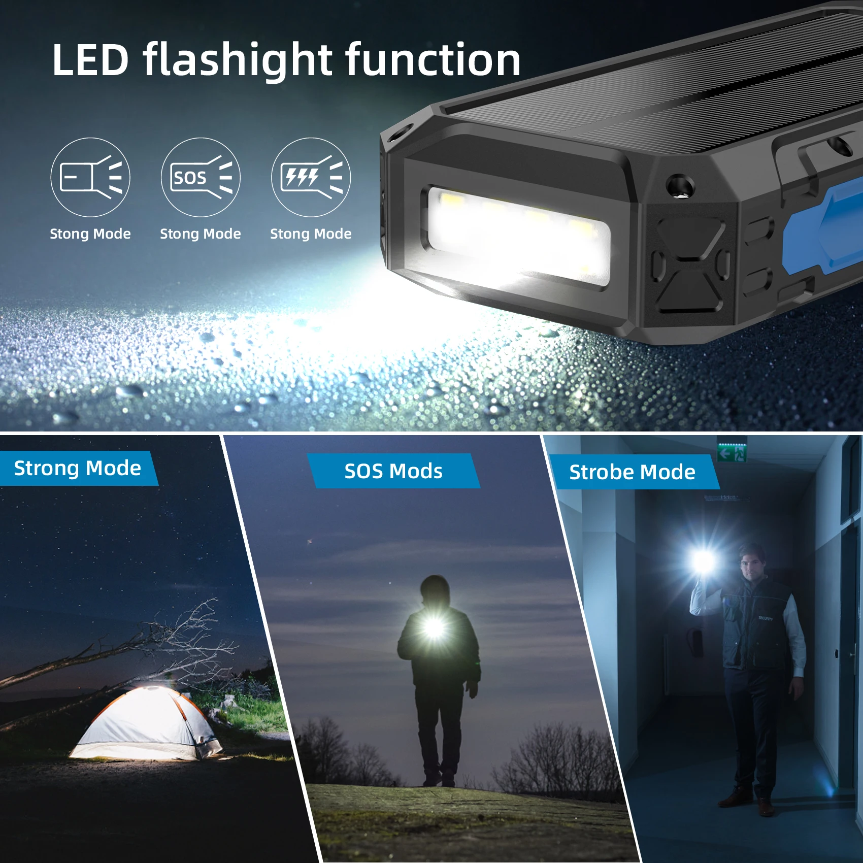 Dual LED Camping Torch and Compass Navigation