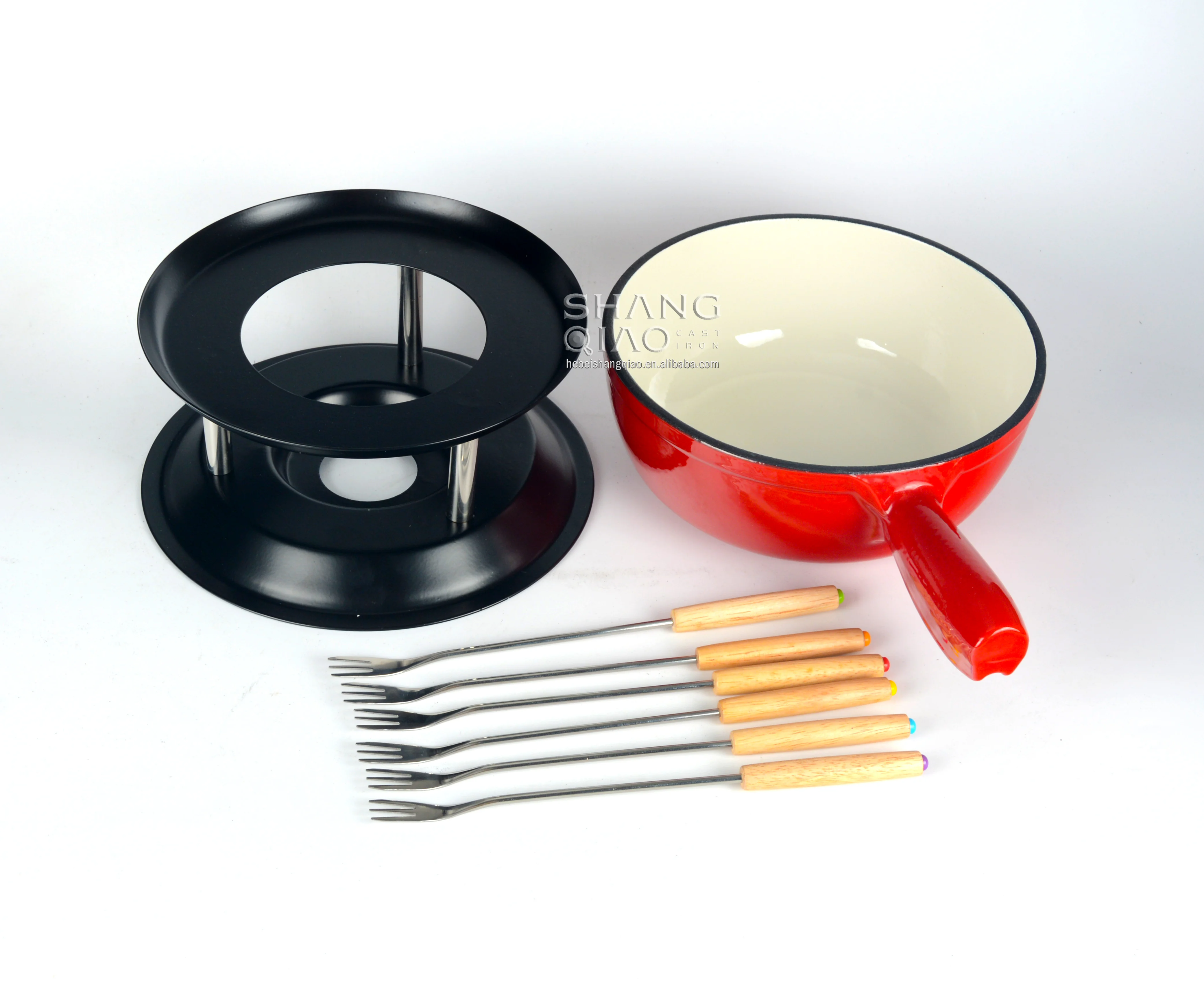 Cookware Set Stainless Steel Forks Cast Iron Chocolate Fondue Switzerland Pot Enamel Cast Iron Cheese Fondue Pot Set