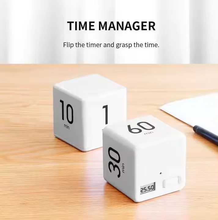 Cube Rotating Timer Workout Productivity Timer Digital Flip Kitchen Countdown Timer for Children