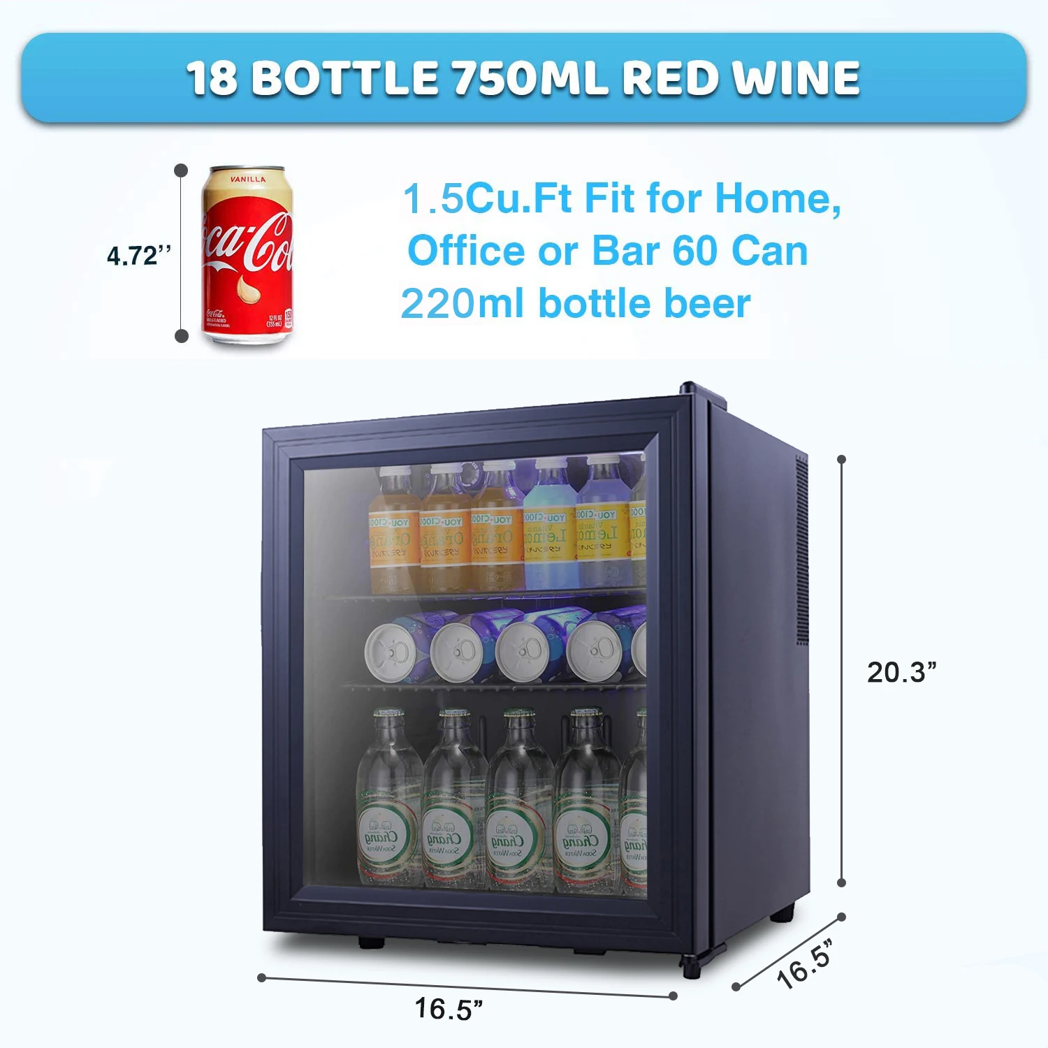 Honeyson Hot 42l Glass Door Soft Drink Hotel Room Mini Fridge ...