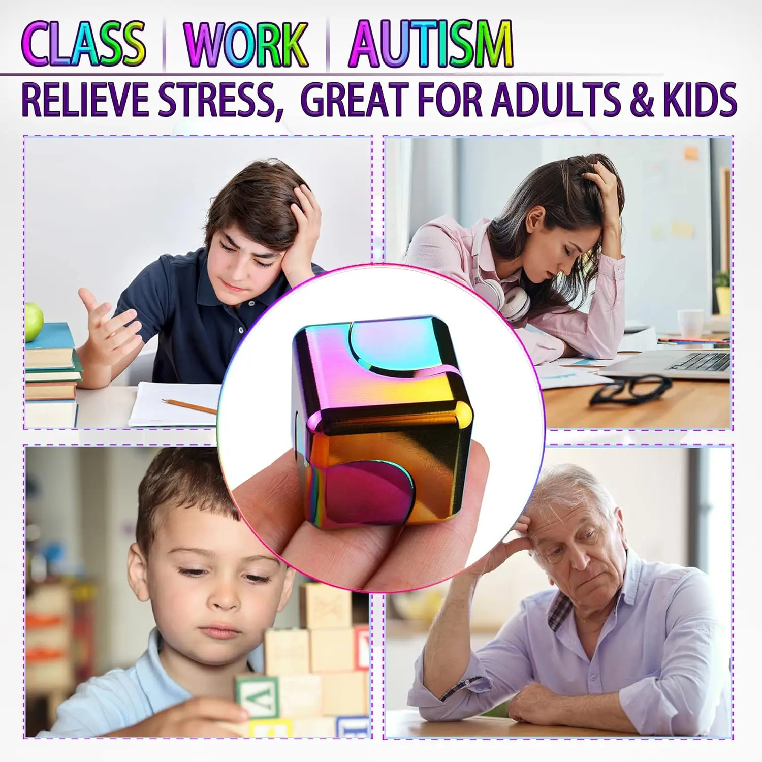 Fidget Spinner Toys Cube , Office Toys Anxiety Figette Sensory Toy