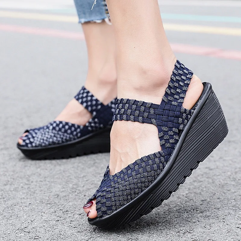 Women Casual Shoes Handmade Elastic 