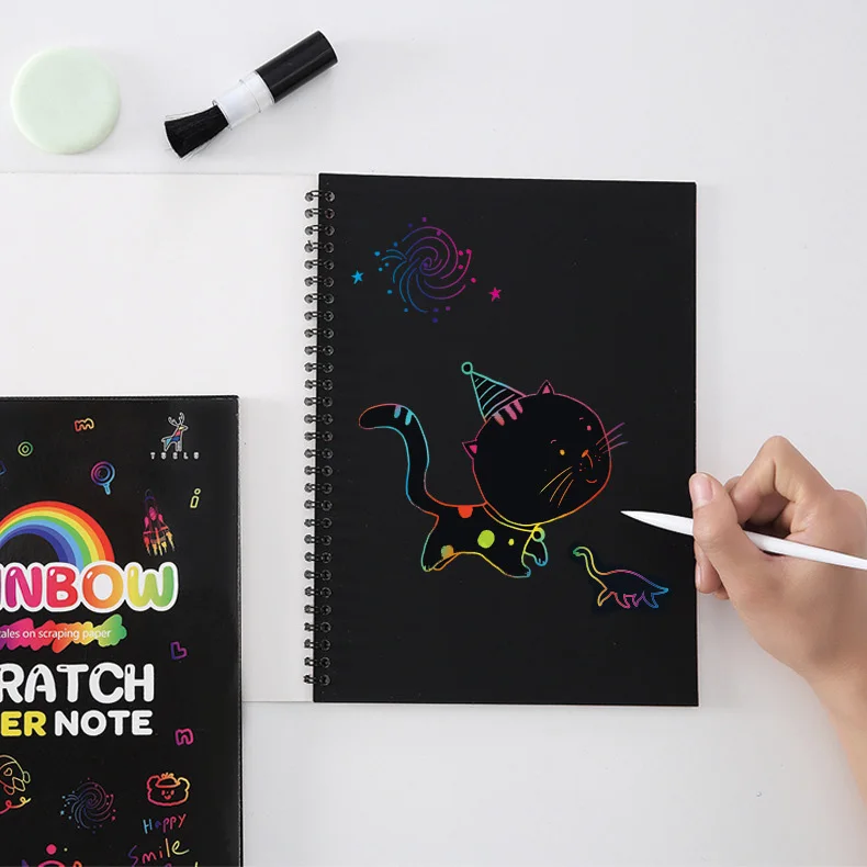 100 Pcs Scratch Drawing For Kids Rainbow Scratch Art Paper Scratch