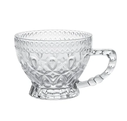 European Style Engraved Glass Sublimation Widen Mouth Cappuccino Mug for Office Girls Water Juice Cup glassware