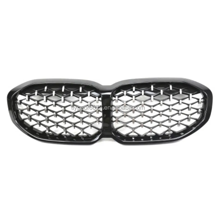 product tiypeor kidney grille for bmw 1 series f40 2019 hatchback m performance sport competition diamond grille full black silver-7