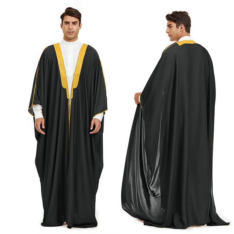 Wholesale Men’s Bisht Arabic Cloak - Islamic Dubai Abaya for Eid ...