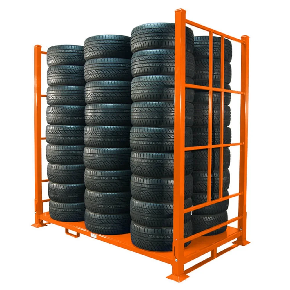 Customized Space-Saving Storage Foldable Steel Stacking Tyre Racks and Stackers for Truck Tires Lorry Tyres