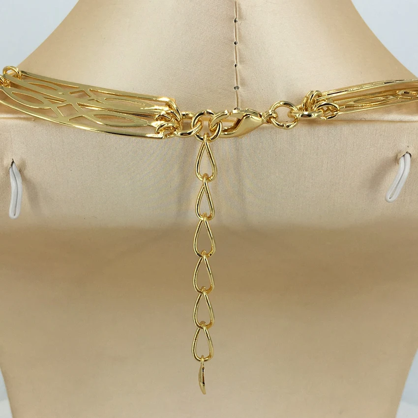 24k Gold Plated Women's Bridal Necklace Earring Set Classic