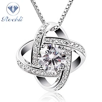 Women Necklaces Valentine's Day Gift 925 Sterling Silver Jewellery Cubic Zirconia Pendant Gemini Necklace