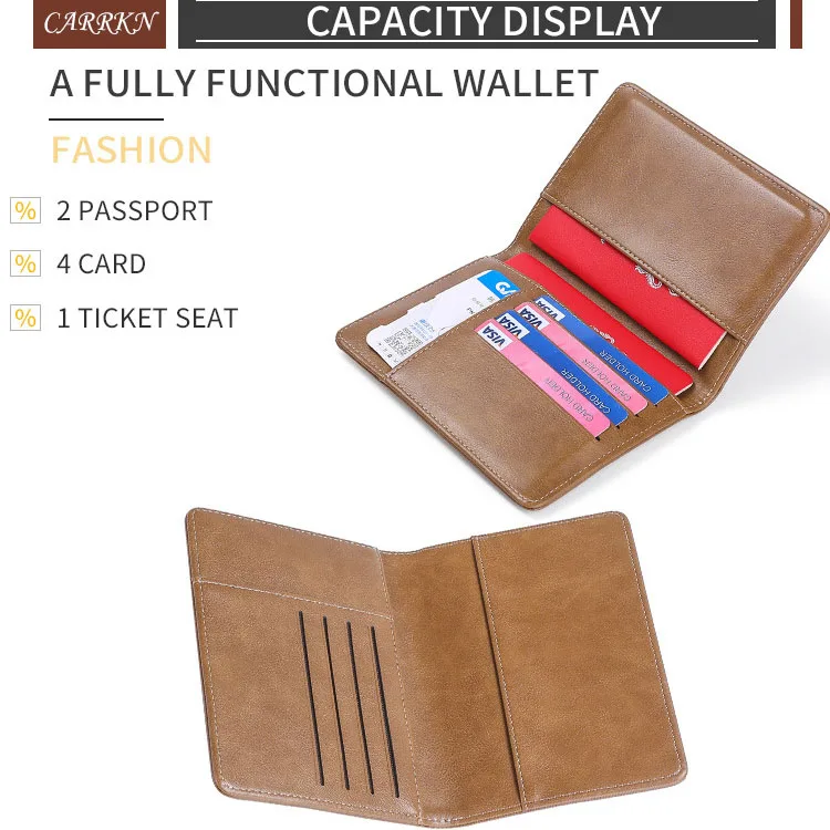 2021 Multifunctional Travel Pu Leather Passport Cover Card Holder