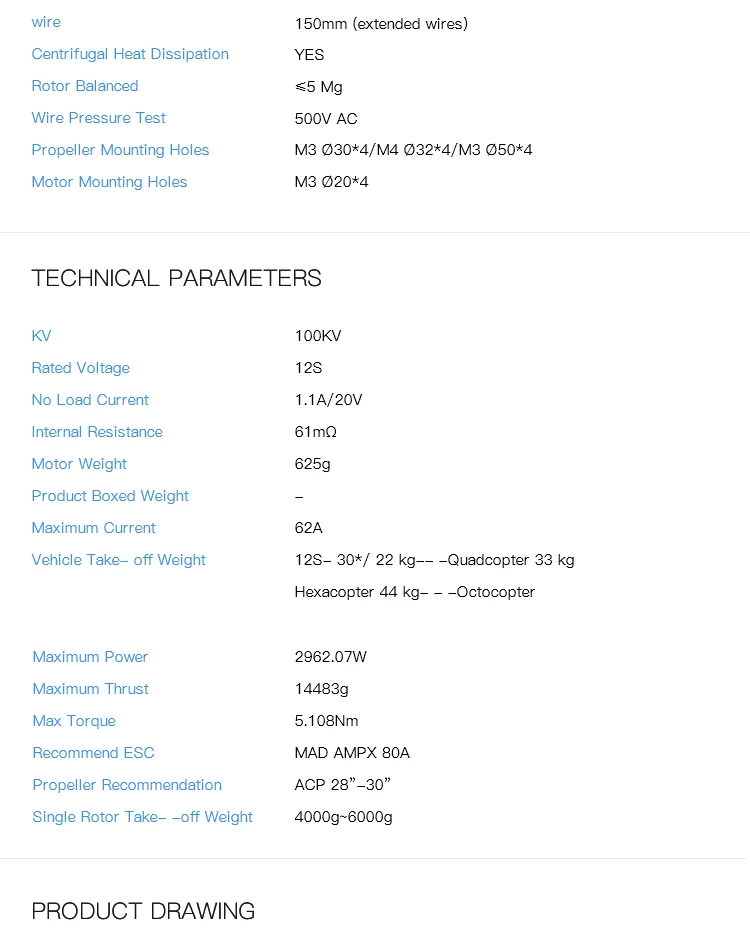 Mad 8118 Eee 100kv High Thrust Brushless Drone Motor For Heavy Lift