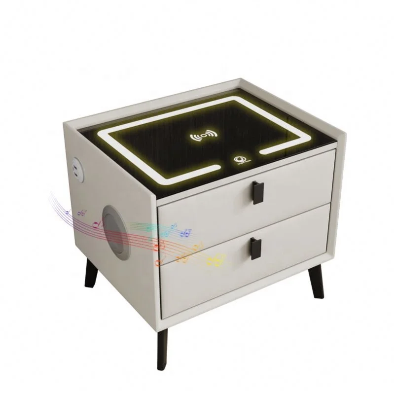 Concise Style Smart Furniture Bedside Table Minimalist Rechargeable Multifunctional Solid Wood