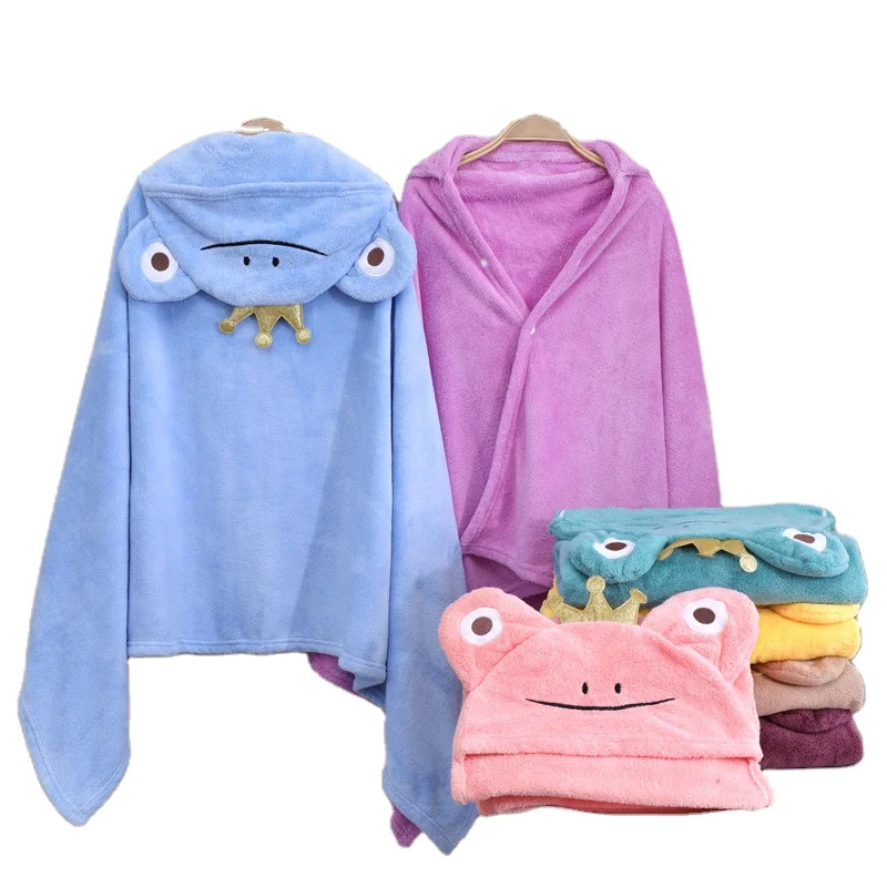 Hot sale Coral fleece Cartoon Hooded Bath Towel Ultra Soft Hooded Towel for Baby Toddler Ultra Absorbent Bathrobe Blanket