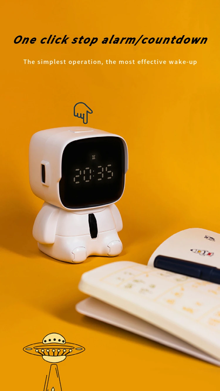 Astronaut Emoji Alarm Clock in Energy Saving Mode