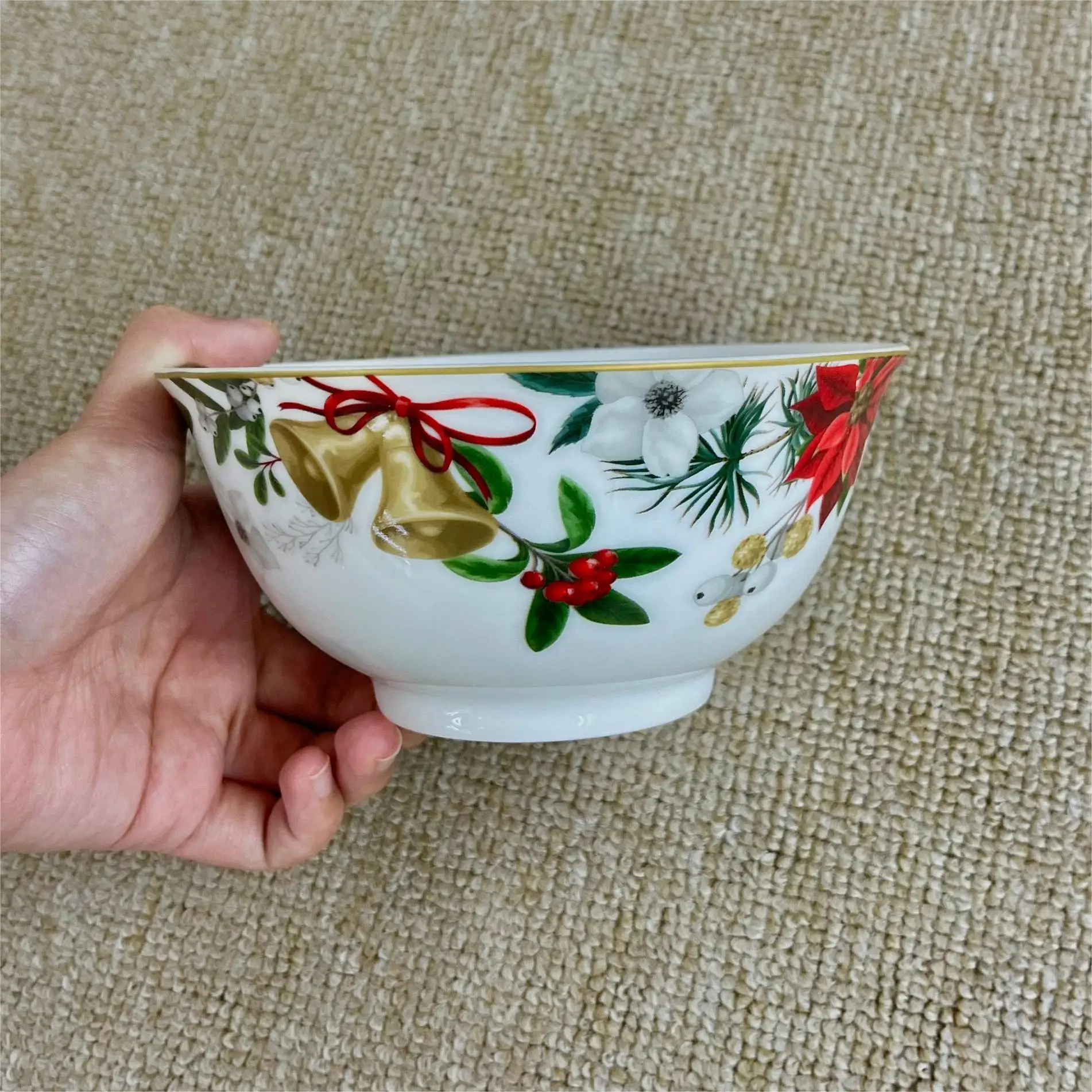 Good Selling American Christmas Salad Fruit Noodles Cereal Porcelain Dishes Bowl details