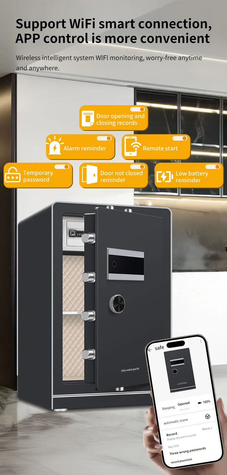 CEQSAFE Digital Safe Box Lock OEM ODM Electronic Safe Box with Wifi APP Fingerprint Biometric details