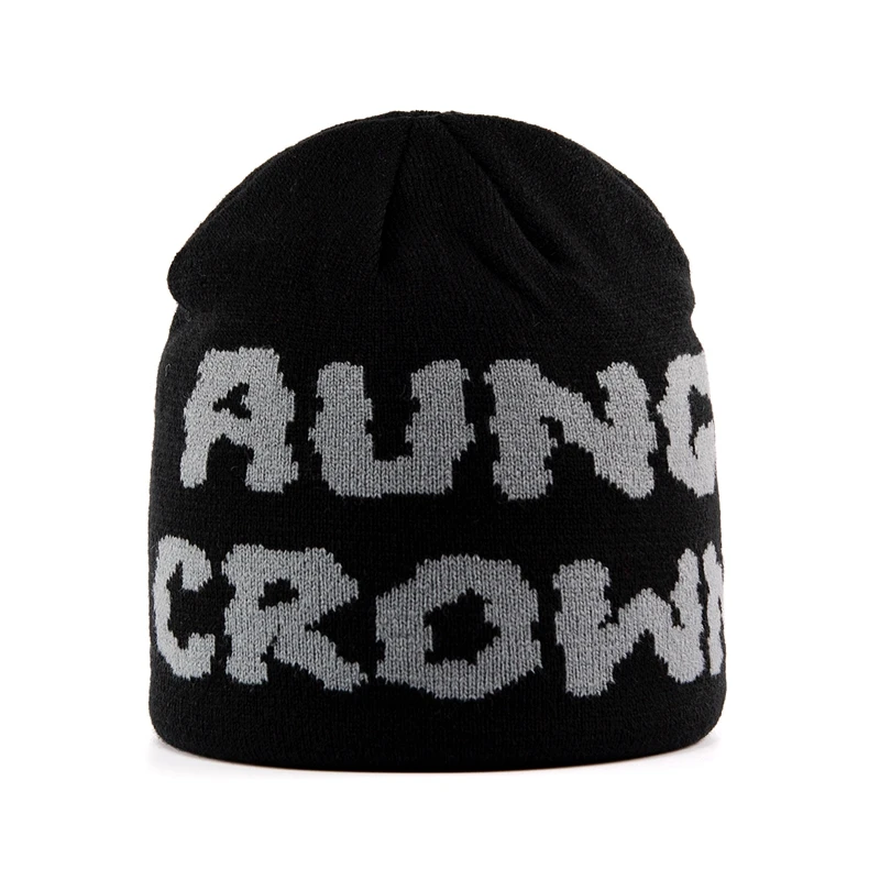 Custom Knit Cap Winter Hats All Over Print Jacquard Beanie Cuffless