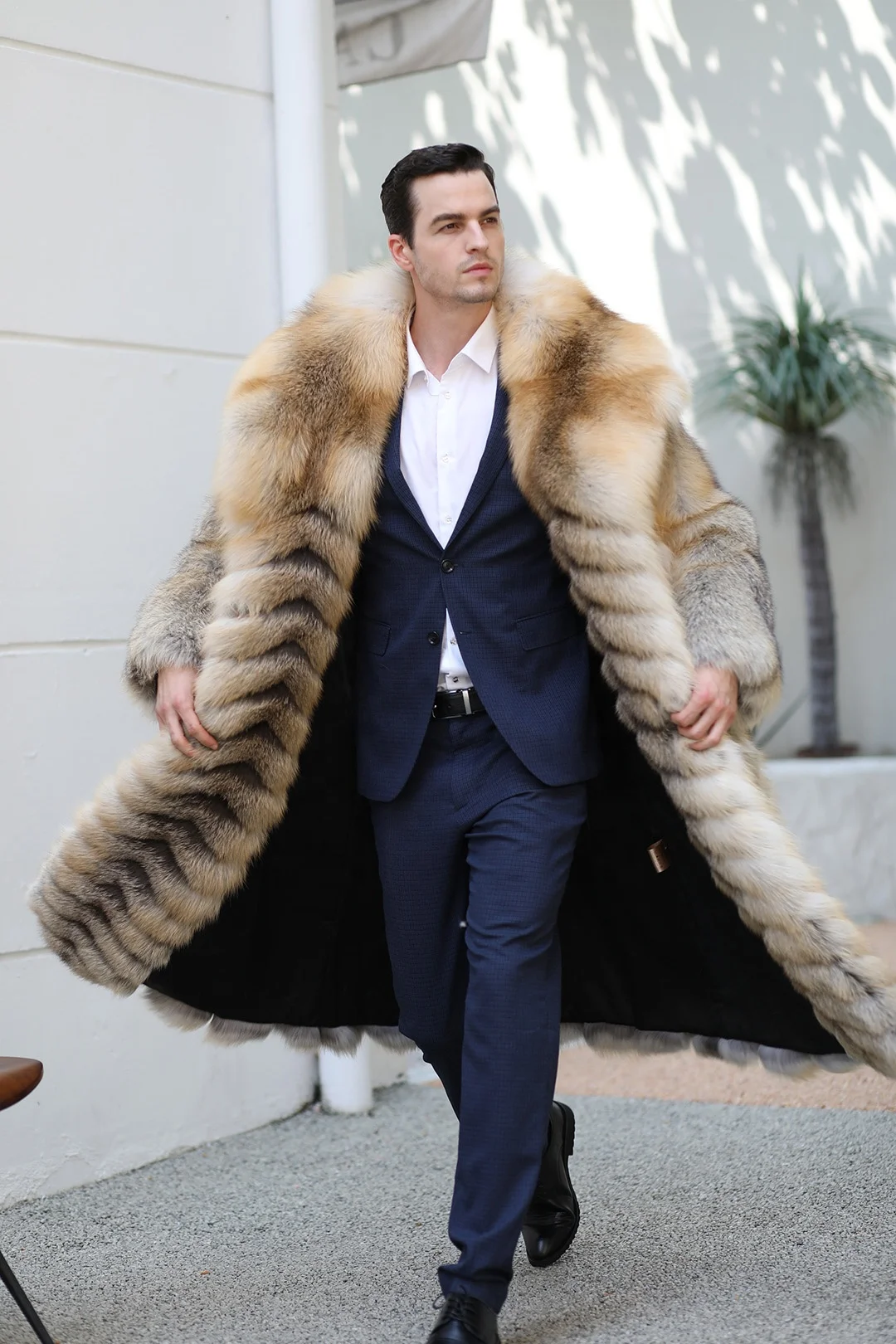 Wholesale Men Real Golden Fox Fur Coats Warm Winter Male Long Luxury Style  Men Fox Fur Coats Man