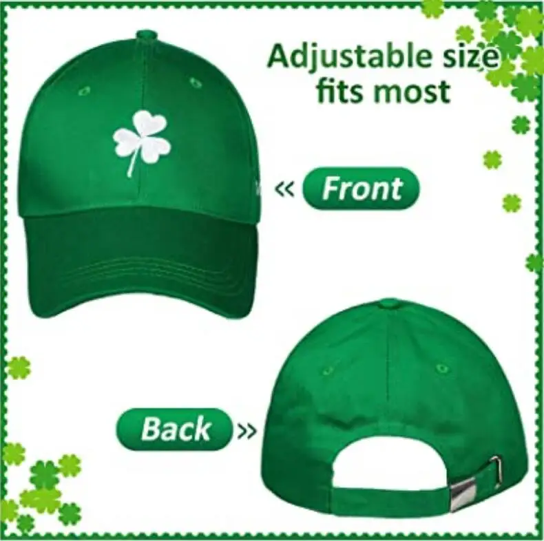 Patricks Day Hat Shamrock Baseball Cap Accessories Adjustable Clover Cotton Caps for Men and Women 2 Pieces St