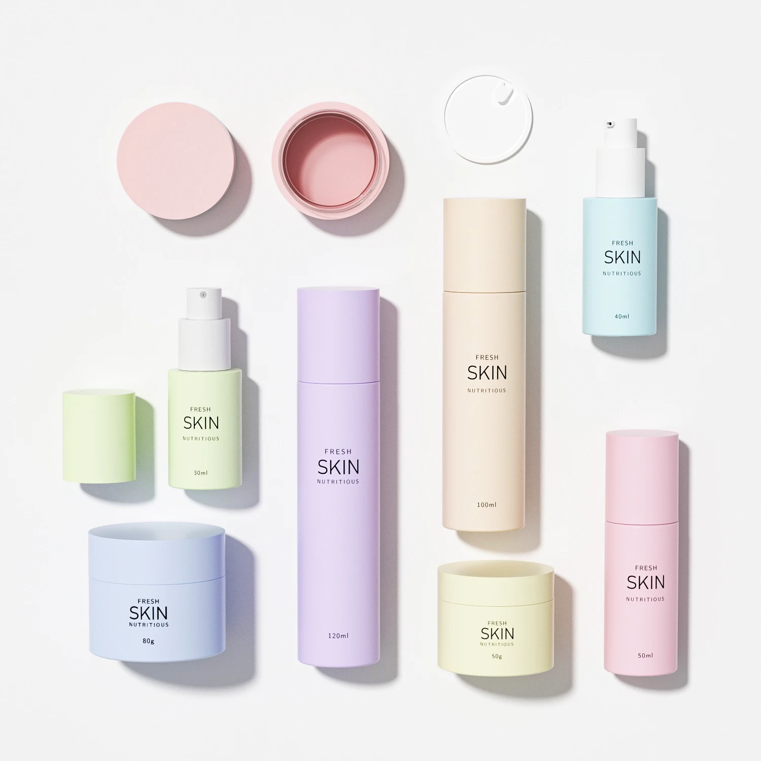Cylindrical Gradient Frosted 30ml 50ml 100ml Glass Packaging Set Skincare Cosmetics Cream Jar Lotion Toner Spray Pump Bottle