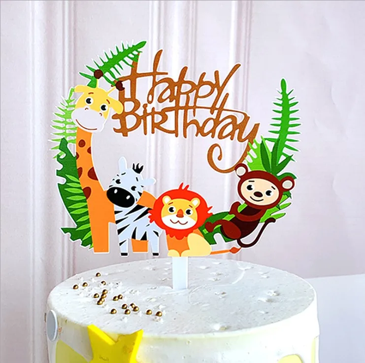 Jungle Animal Happy Birthday Cake Topper Safari Zoo Party 1st Birthday Cake  Toppers Baby Shower Boy Jungle Party Supplies - Buy Jungle Cake Topper,Animal  Cake Topper,Jungle Party Supplies Product on 