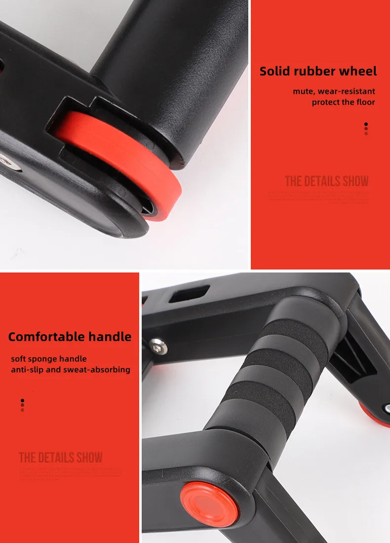 oemmuscle roller wheel push up bars core strength abdominal trainer with knee pad home gym fitness equipment-5