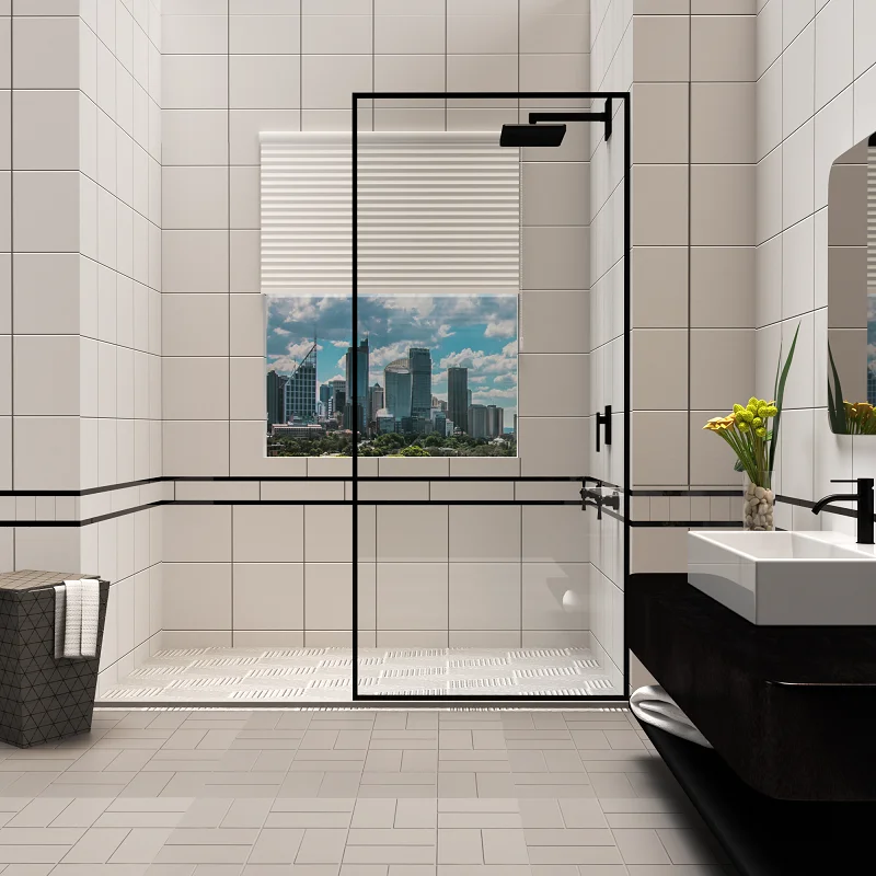 Factory Direct Sale Bathroom Corner Walk in Shower Screen With Frame Hotel Glass Shower Door Partition