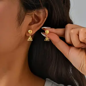 Modern Trendy Design Stainless Steel Pendant Earrings Small Triangle Drop Earrings for Women