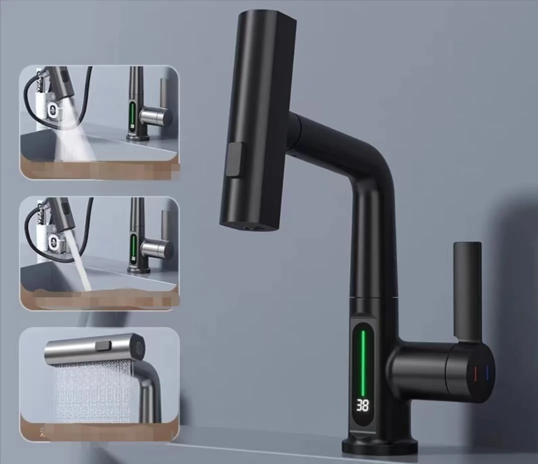 New Modern Stylehigh Quality Sink Mixer Rain Cascade Digital