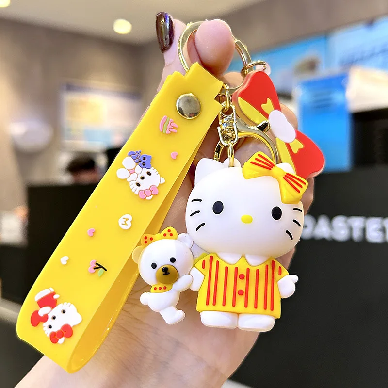 3d Pvc Cute Cartoon Kawaii Anime Cat Hello Kitty Keychain Couple
