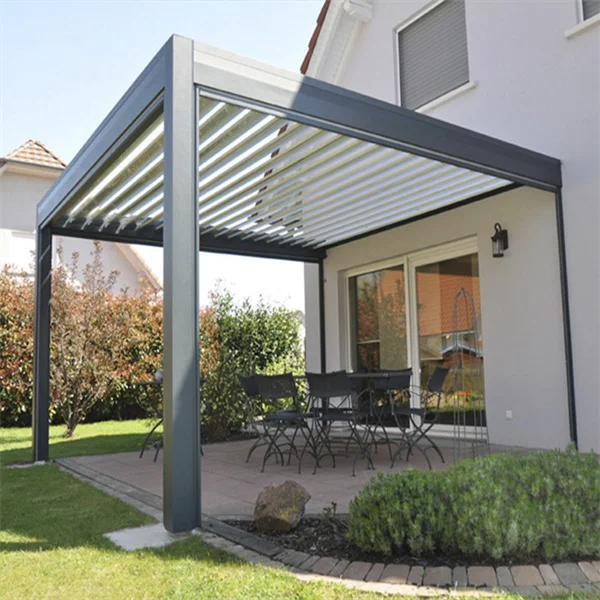 TOMA Modern Design Aluminum Automatic Pergola Louvered Roof with LED Lights