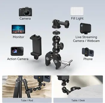 SMALLRIG Camera Mount Clamp Kit, Ball Head Magic Arm With Clamp, Super Clamp With Non-Slip Threads, for Gopro, Webcam, Camera detail image