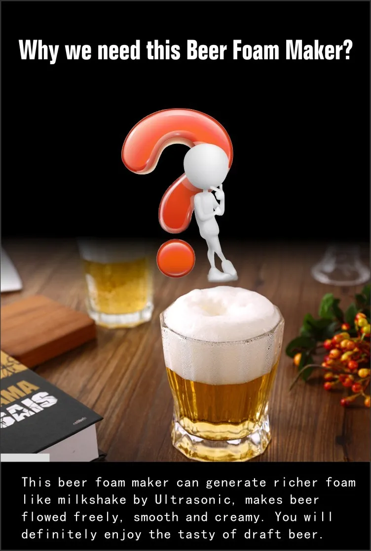 Head Creator Drink Frother Exquisite Beer Bubble Maker Device Ultrasonic Wave Handy Beer Server manufacture