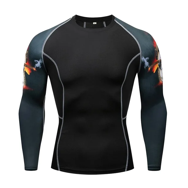 Men's Custom Printed  MMA/BJJ Rash Guard Short Sleeve Gym Clothes for JiuJitsu  Long Sleeve Rashguards